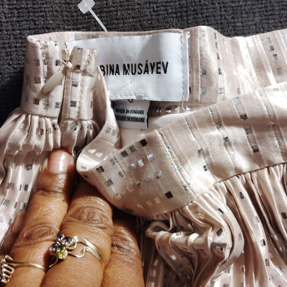 Anthropologie Gold Pleated Midi Skirt Cocktail, Sabina Musayev, 29 Inches Length - Picture 6 of 7